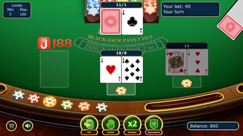 Blackjack được người chơi yêu thích và xếp hạng rất cao tại sảnh game bài MG J88